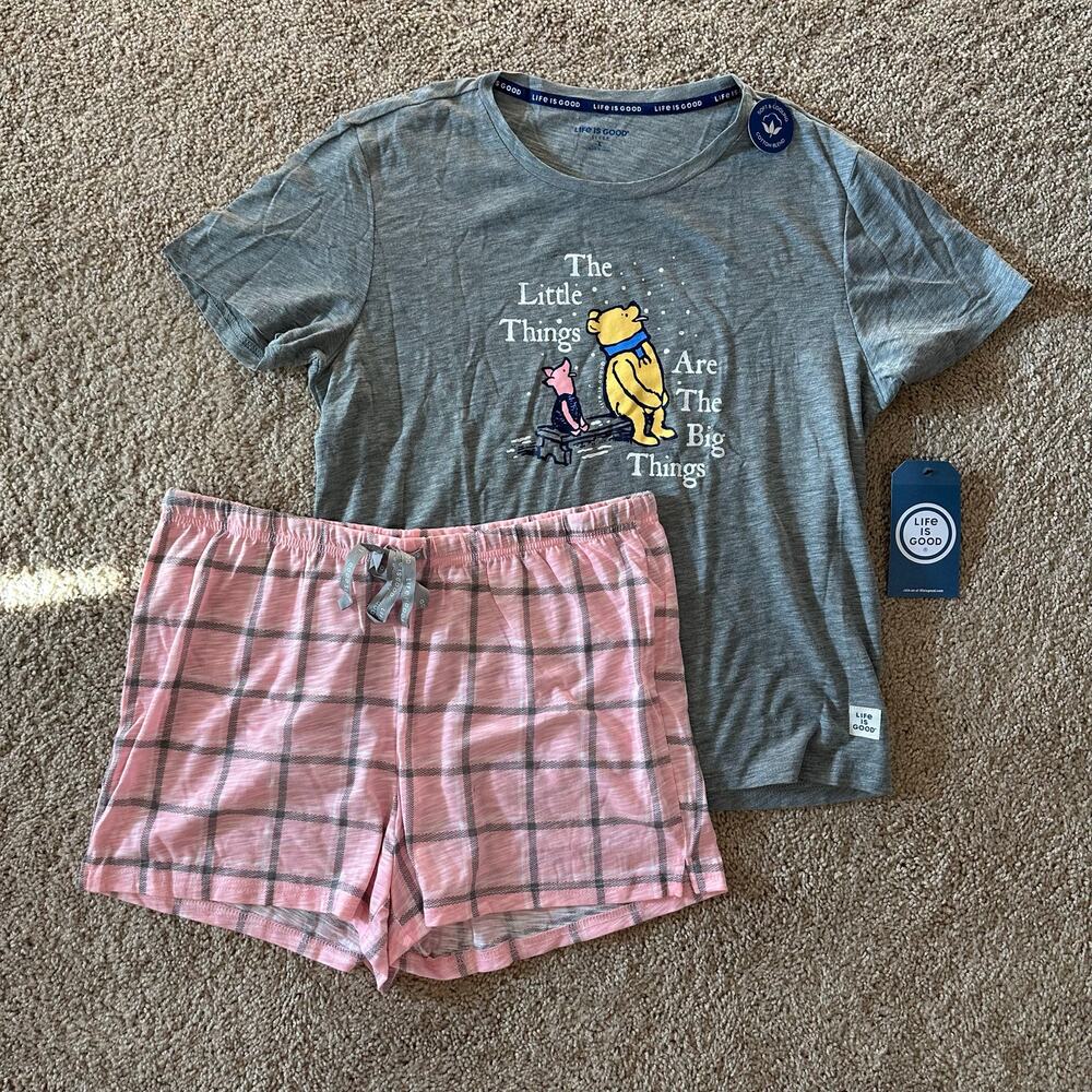Life Is Good 2 Piece Pajama Sleep Set Women’s Large Winnie the Pooh NWT